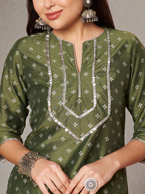 Women Ombre Printed Regular Sequinned Kurta with Trousers & With Dupatta