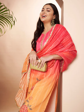 Women Ethnic Motifs Printed Regular Sequinned Kurta with Trousers & With Dupatta