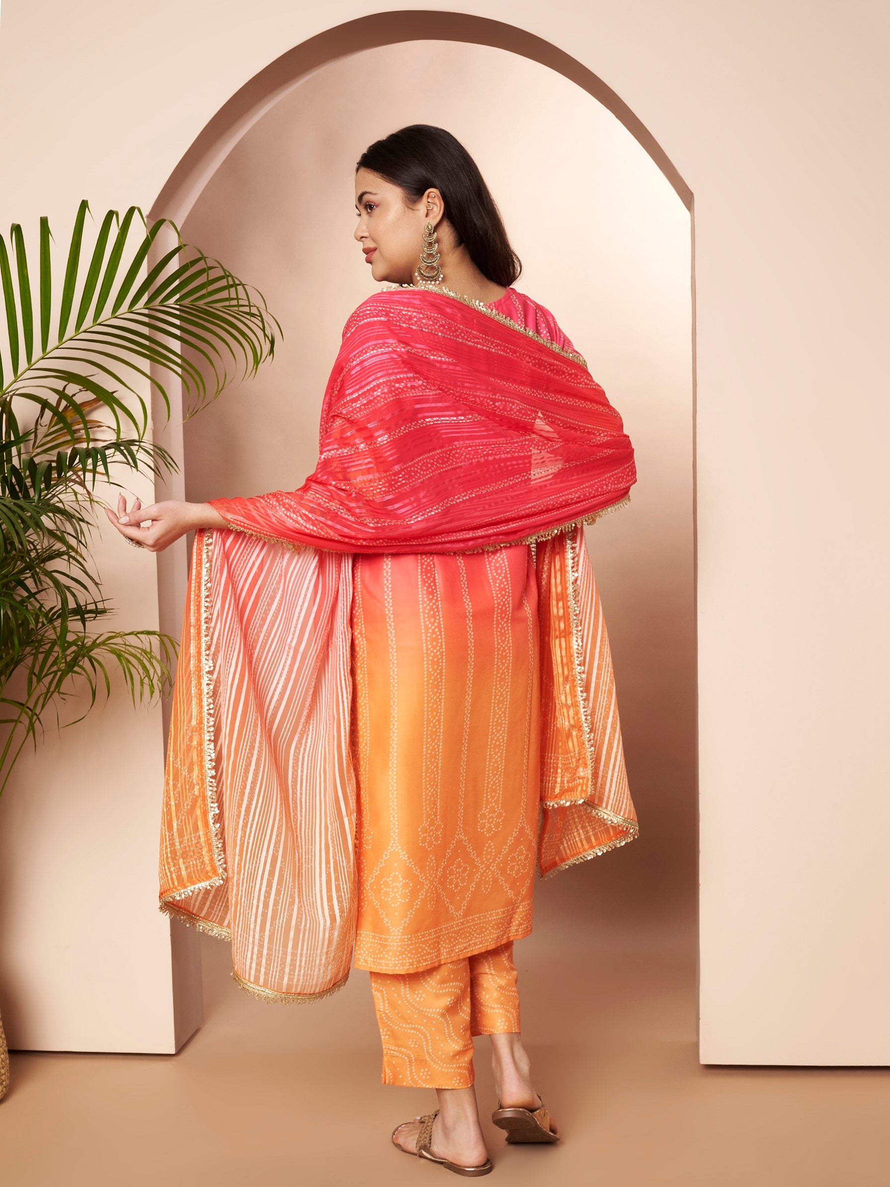 Women Ethnic Motifs Printed Regular Sequinned Kurta with Trousers & With Dupatta