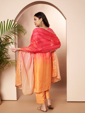 Women Ethnic Motifs Printed Regular Sequinned Kurta with Trousers & With Dupatta