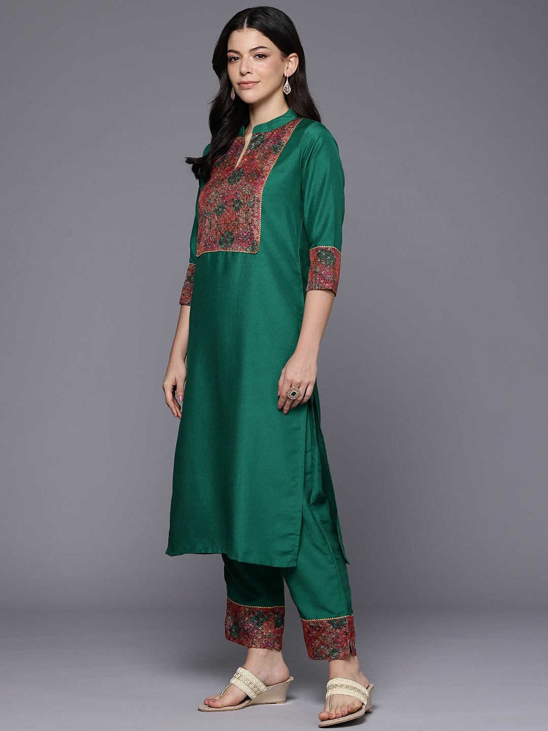 Ethnic Motifs Yoke Design Gotta Patti Kurta with Trousers & Dupatta