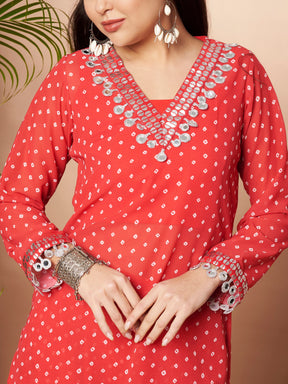 Women Ethnic Motifs Printed Regular Mirror Work Kurta with Trousers