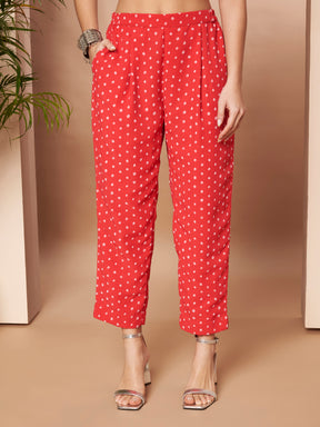 Women Ethnic Motifs Printed Regular Mirror Work Kurta with Trousers