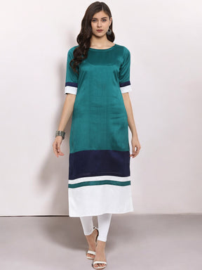 Multicoloured Colourblocked Straight Kurta