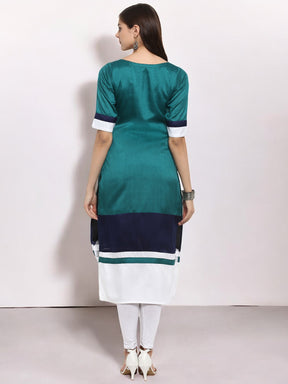 Multicoloured Colourblocked Straight Kurta