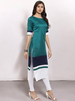 Multicoloured Colourblocked Straight Kurta