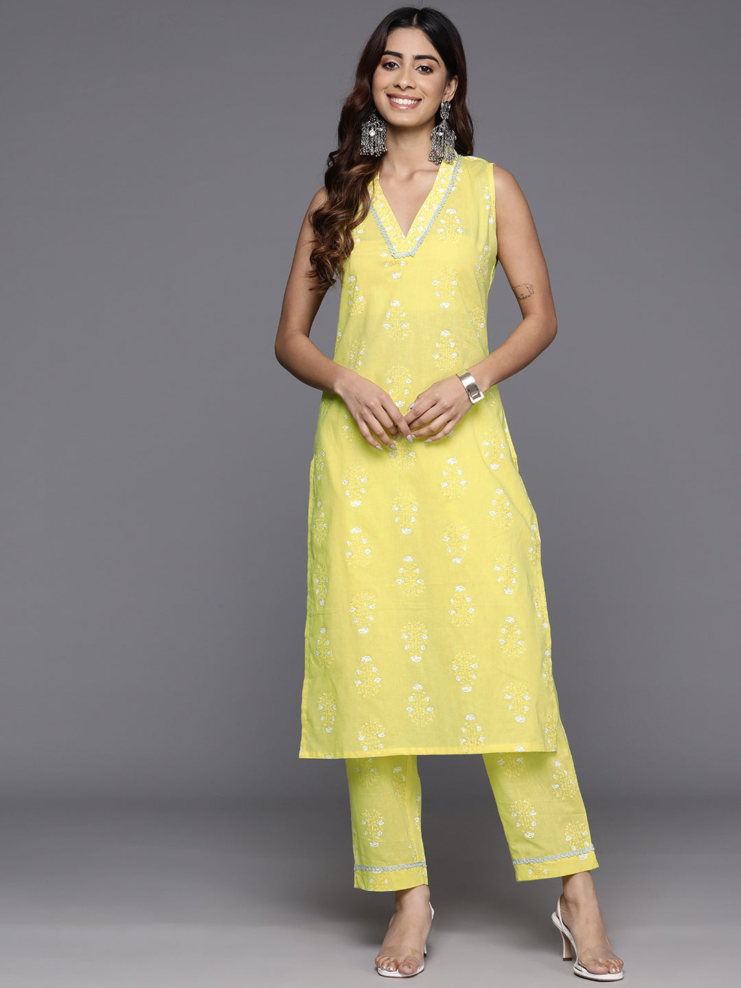Floral Printed Pure Cotton Kurta with Trousers
