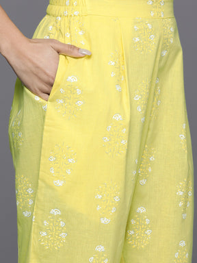 Floral Printed Pure Cotton Kurta with Trousers