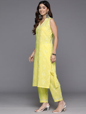 Floral Printed Pure Cotton Kurta with Trousers