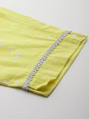 Floral Printed Pure Cotton Kurta with Trousers