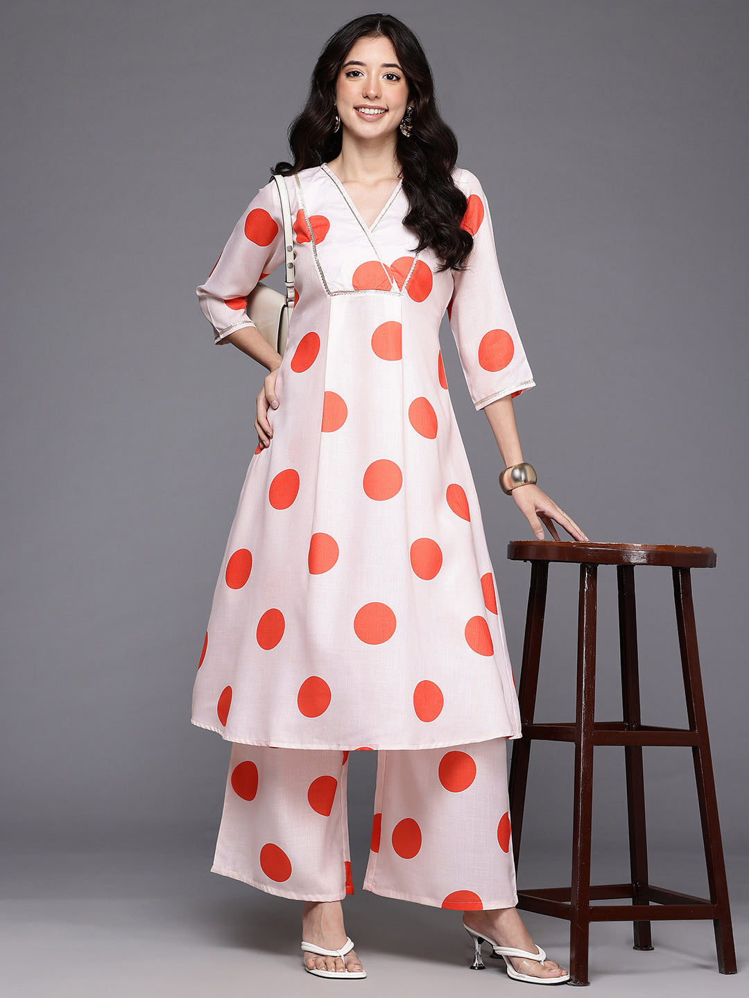 Printed Pleated Gotta Patti Kurta with Palazzos