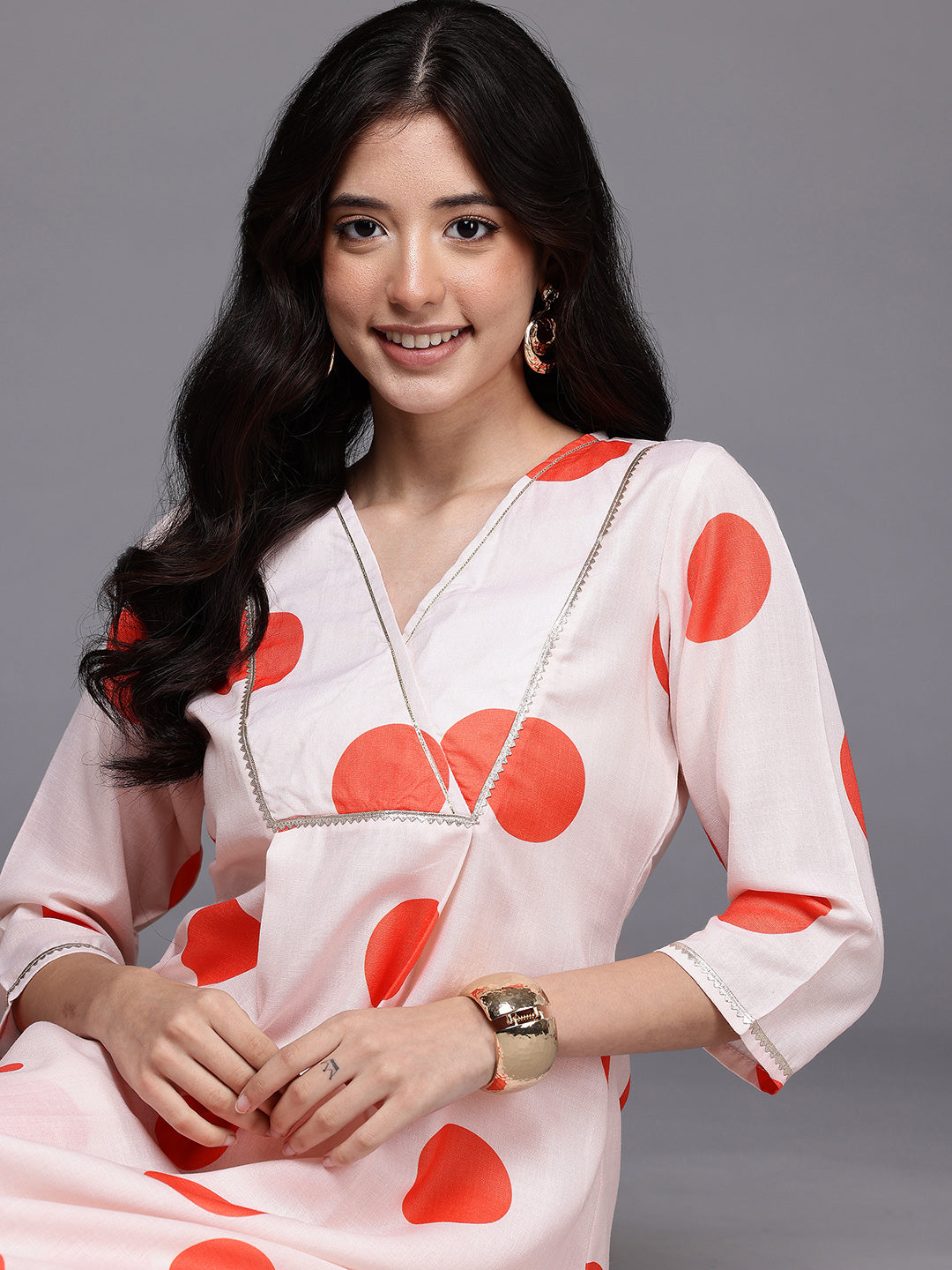 Printed Pleated Gotta Patti Kurta with Palazzos