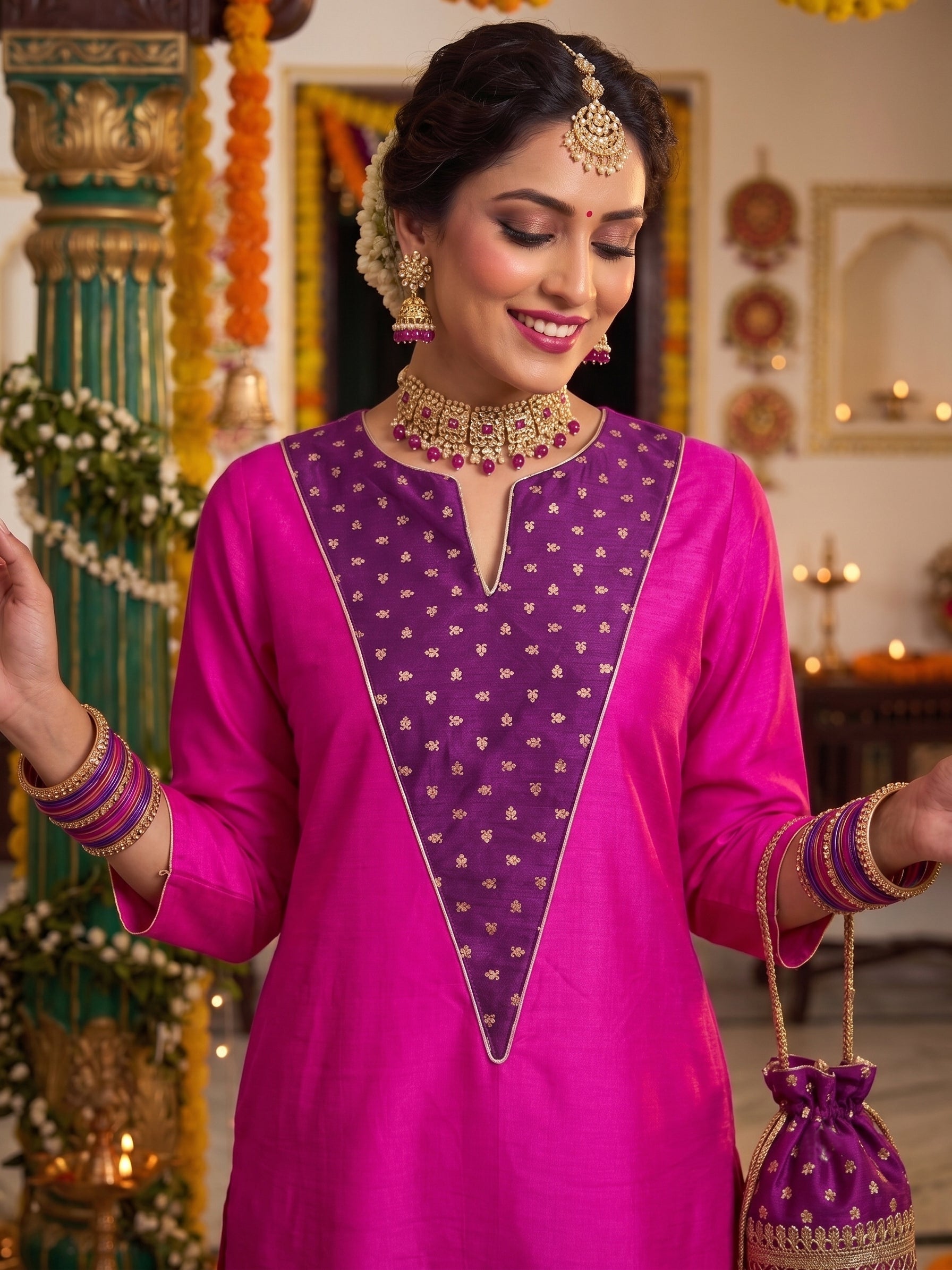 Women Ethnic Motifs Printed Regular Kurta with Palazzos