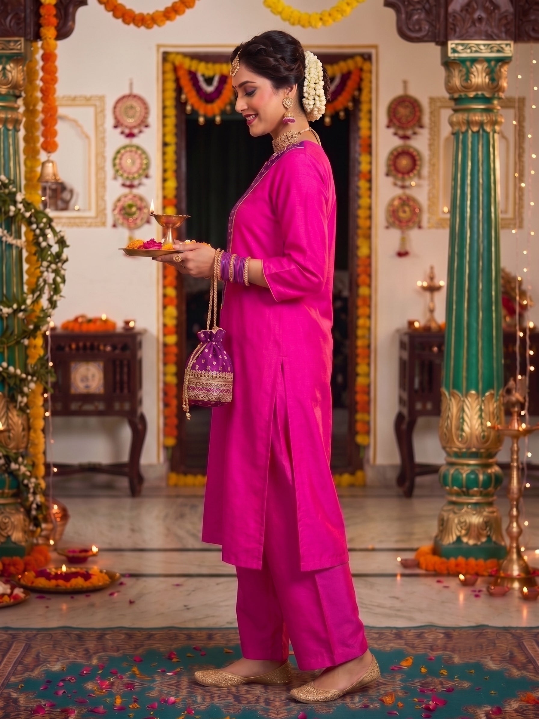 Women Ethnic Motifs Printed Regular Kurta with Palazzos