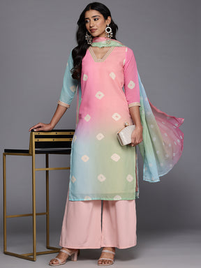 Bandhani Printed Regular Gotta Patti Kurta with Palazzos & Dupatta