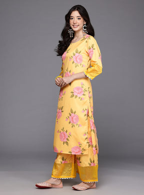 Floral Printed Gotta Patti Kurta With Palazzos & Dupatta