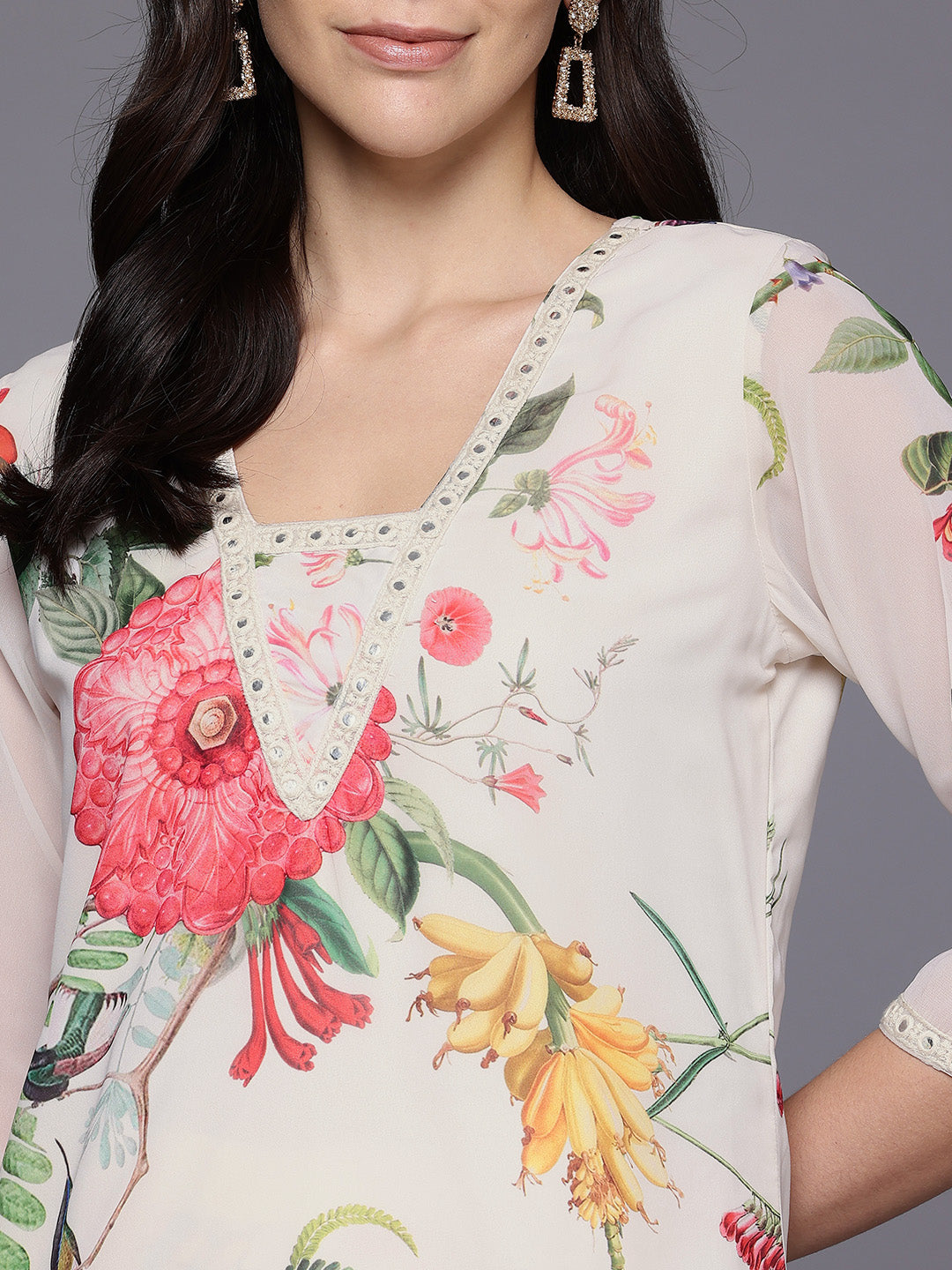 Floral Printed Kurta with Palazzos & Dupatta