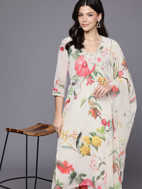 Floral Printed Kurta with Palazzos & Dupatta