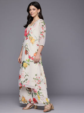 Floral Printed Kurta with Palazzos & Dupatta