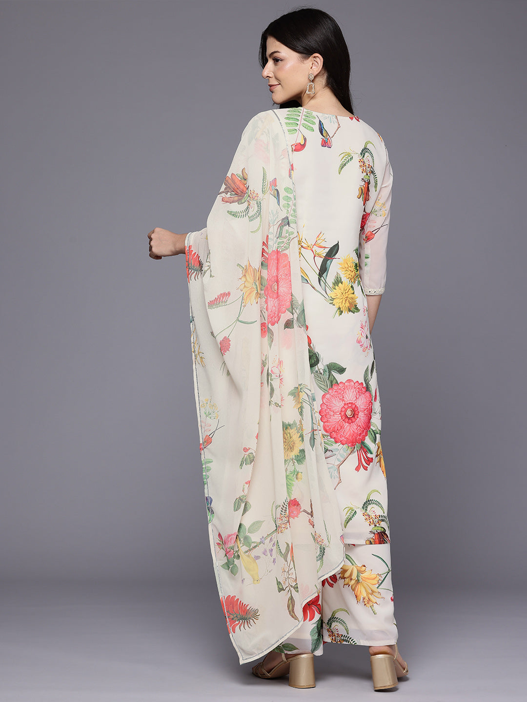 Floral Printed Kurta with Palazzos & Dupatta