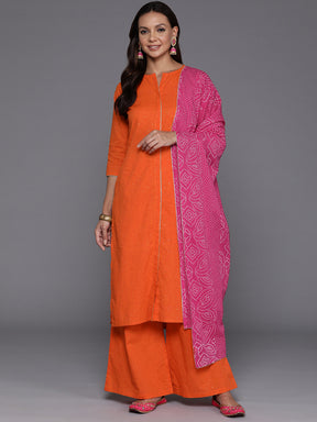 Women Floral Printed Regular Gotta Patti Pure Cotton Kurta with Palazzos & With Dupatta