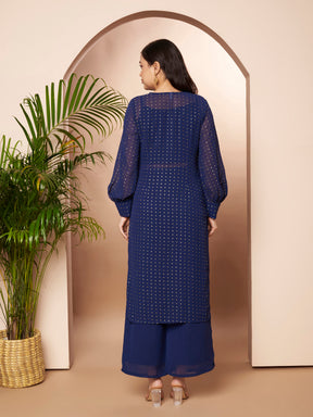 Women Ethnic Motifs Printed Regular Thread Work Kurta with Palazzos