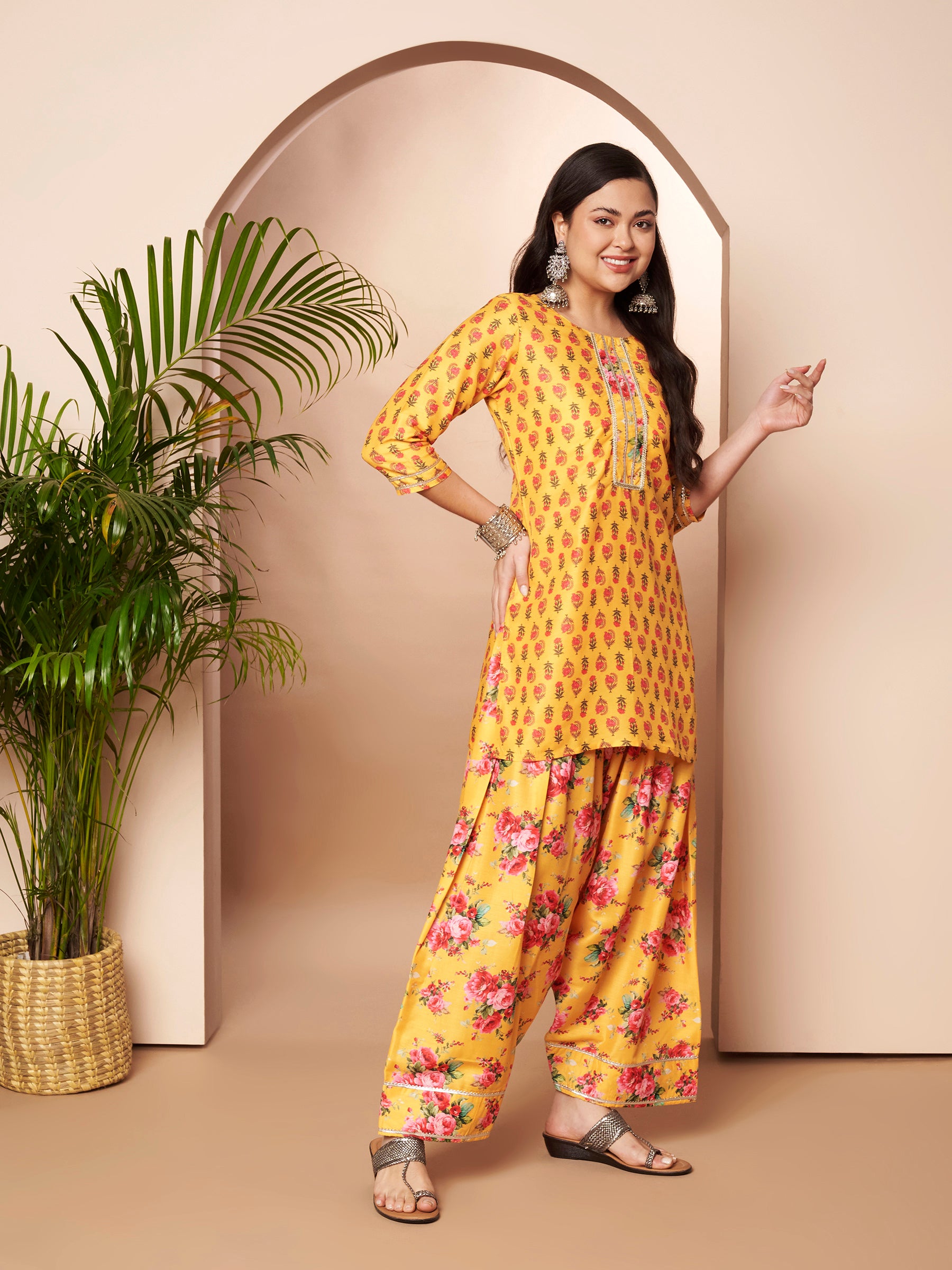 Floral Printed Tunic with Palazzos