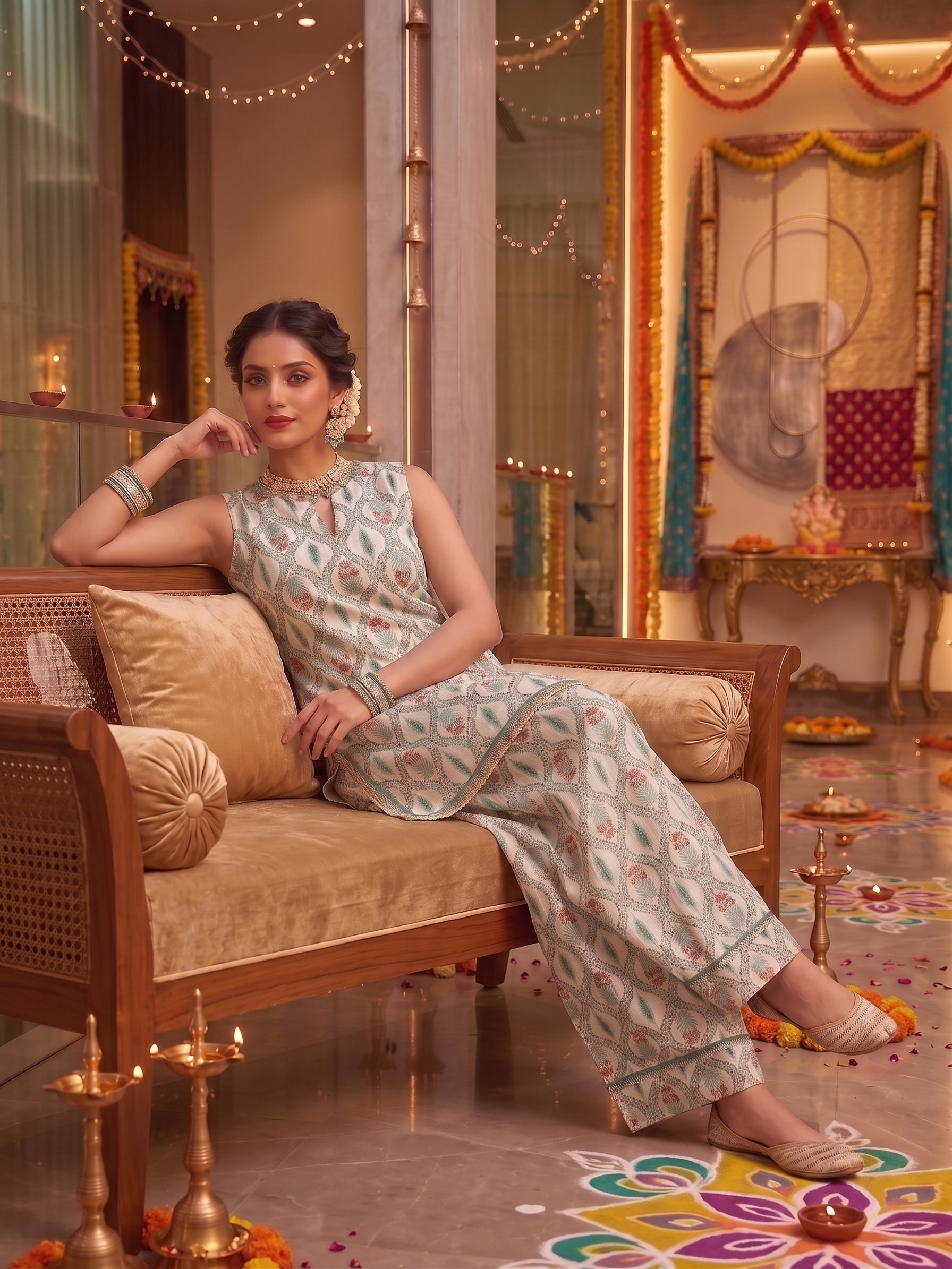 Women Ethnic Motifs Printed Regular Kurta with Palazzos