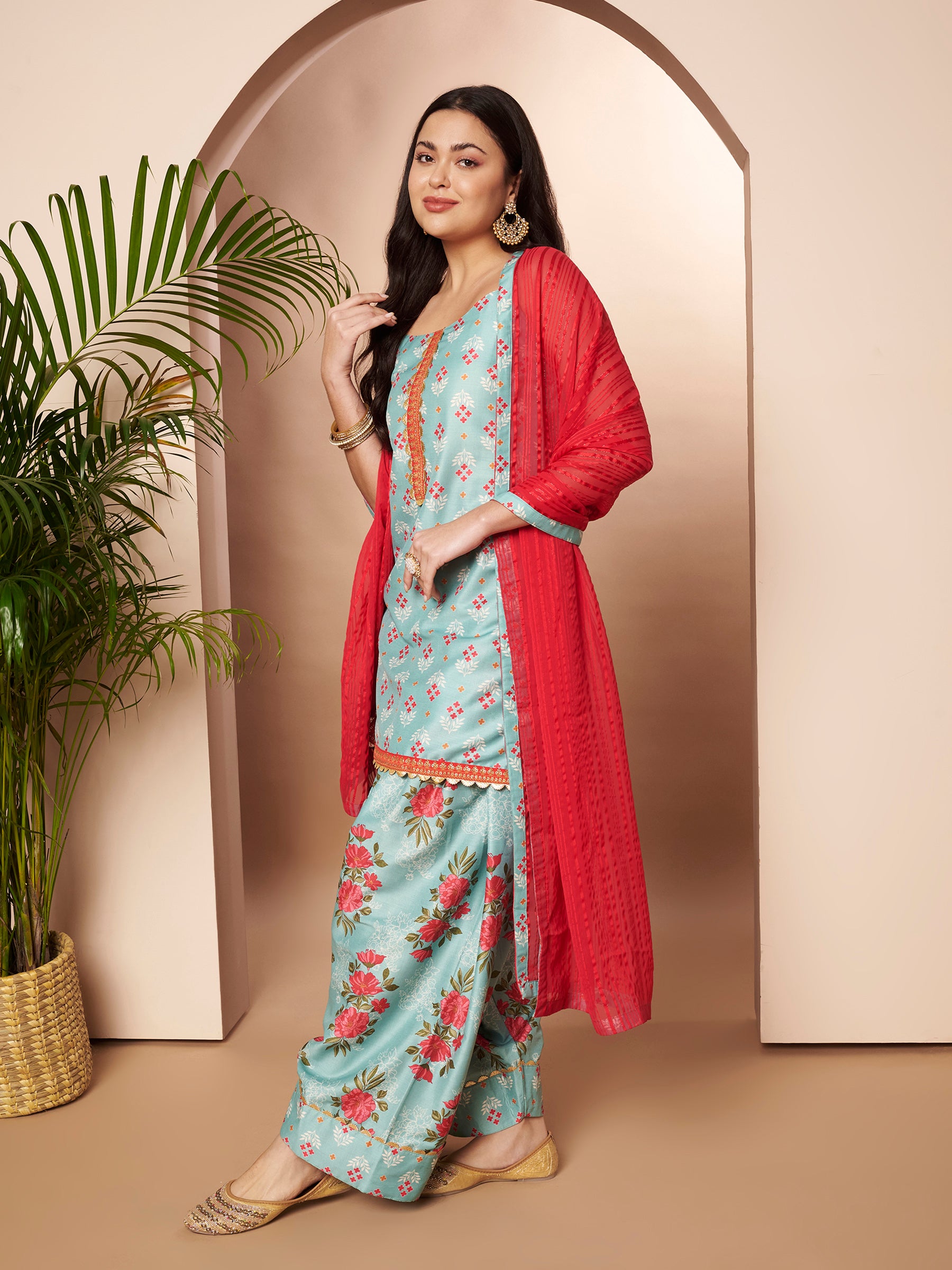 Women Ethnic Motifs Printed Regular Gotta Patti Kurta with Patiala & With Dupatta