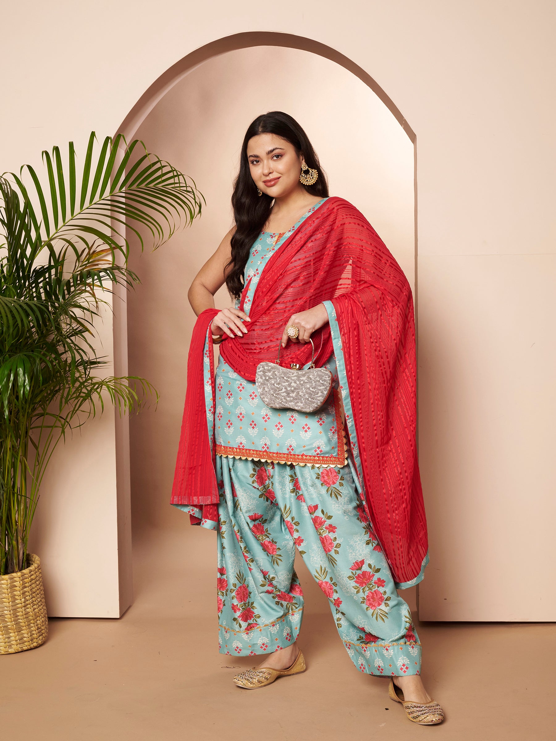 Women Ethnic Motifs Printed Regular Gotta Patti Kurta with Patiala & With Dupatta