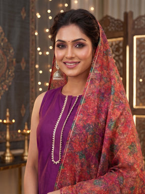 Women Floral Regular Thread Work Kurta with Patiala & With Dupatta