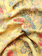 Yellow Floral Print Poly Chiffon Fabric