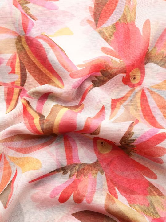 Ahalyaa Floral Poly Chiffon Fabric