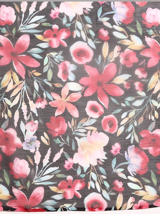 Ahalyaa Floral Poly Chiffon Fabric