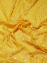 Mustard Georgette Gold Foil Printed Fabric
