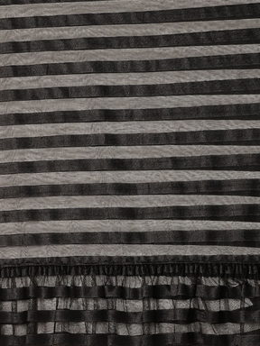 Black Self-Striped Net Fabric