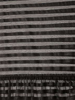 Black Self-Striped Ruffled Printed Fabric