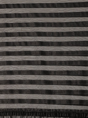 Black Self-Striped Ruffled Ready to Wear Saree