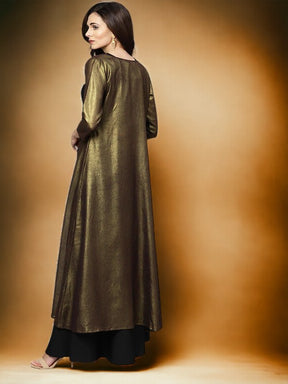 Ahalyaa Black, Golden Straight Crepe, Georgette Kurta Sets