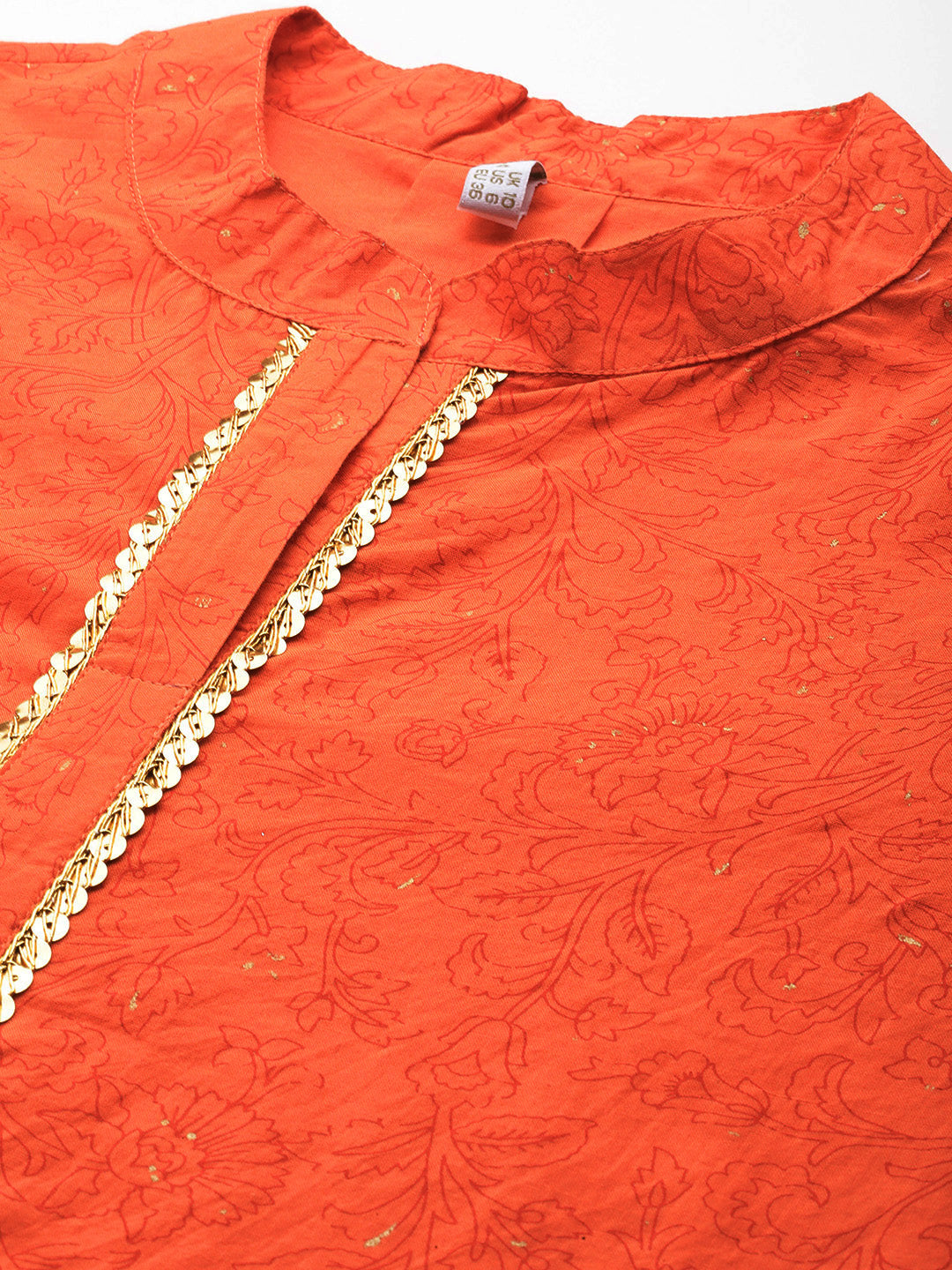 Mandarin Collar Printed Pure Cotton Tunic