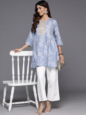 Floral Printed Crepe Ethnic Tunic