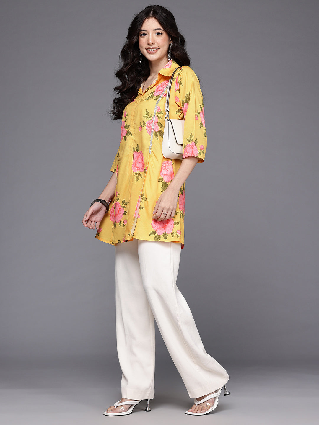 Shirt Collar Printed Tunic