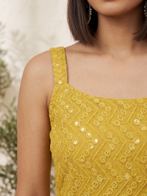 Square Neck Embroidered Embellished Tunic