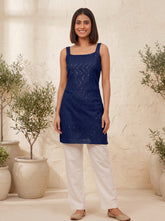 Square Neck Embroidered Embellished Tunic