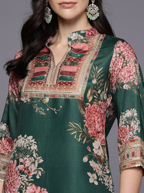 Printed Mandarin Collar Tunic with Palazzos