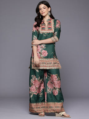 Printed Mandarin Collar Tunic with Palazzos