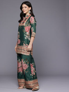 Printed Mandarin Collar Tunic with Palazzos