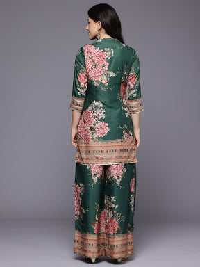Printed Mandarin Collar Tunic with Palazzos
