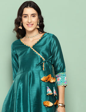 Green Printed Ethnic Tunic with Palazzos