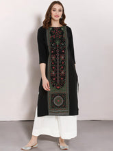 Black Printed Straight Kurta
